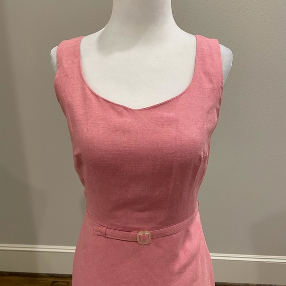 Ann Taylor Loft pink linen sleeveless midi dress - Picture 2 of 6